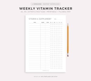 Weekly Vitamin Tracker and Daily Intake Checklist