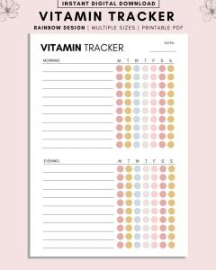 Daily Vitamin Tracker Printable Checklist PDF