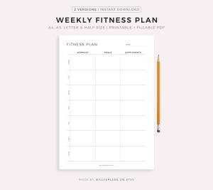 Weekly Fitness Planner: Workouts, Meals & Vitamins