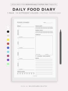 Daily Food Diary for Vitamins and Fitness