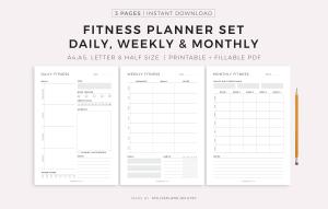 Fitness Planner Set for Workouts and Nutrition