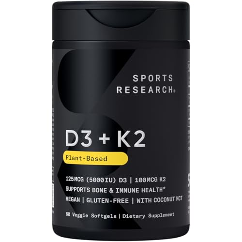 Vegan Vitamin D3 K2 with Coconut Oil - 60 Softgels