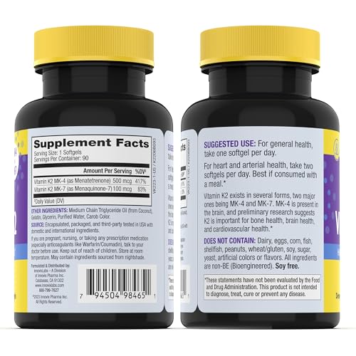 InnovixLabs Full Spectrum Vitamin K2 Softgels - 90 Count
