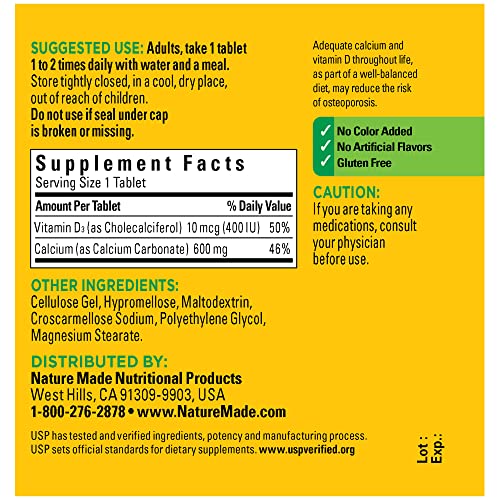 Nature Made Calcium & Vitamin D3 for Bone Health