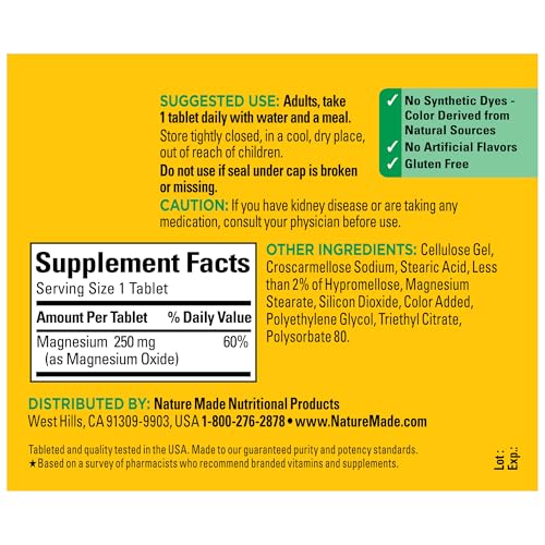 Nature Made Magnesium Oxide 250mg - 200 Tablets
