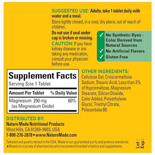 Nature Made Magnesium Oxide 250mg for Wellness