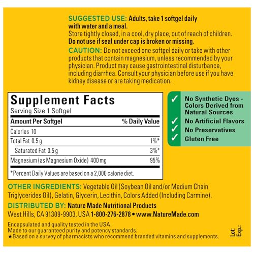 Extra Strength Magnesium Oxide 400mg, 110 Softgels