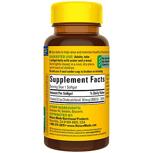Nature Made Vitamin D3 2000 IU Softgels