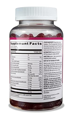 Amazon Basics Adult Multivitamin Gummies, Mixed Berry & Cherry