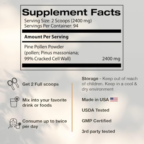 Wild Harvested Pine Pollen Powder for Energy