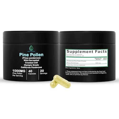 Pure Pine Pollen Capsules - 500mg Organic Formula