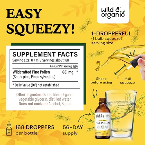 Wild Organic Pine Pollen Tincture - Vegan Drops