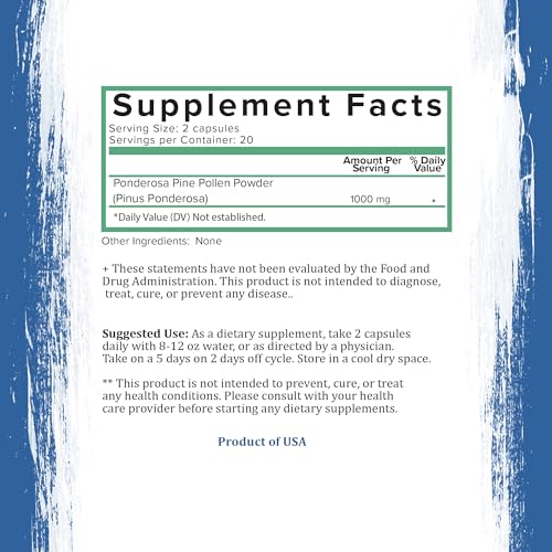 Pure Pine Pollen Capsules - 500mg Organic Formula