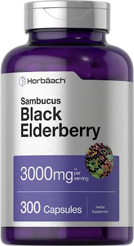 Horbäach Black Elderberry 3000mg Capsules - 300 Count