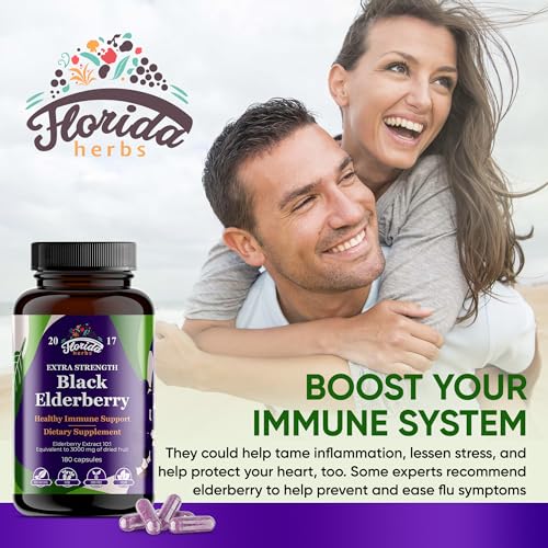Black Elderberry Capsules - 180 Count, Organic Extract