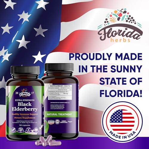 Black Elderberry Capsules - 180 Count, Organic Extract