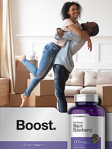 Horbäach Black Elderberry 3000mg Capsules - 300 Count