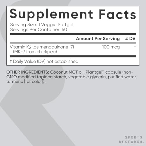 Sports Research Vitamin K2 MK-7 100mcg Softgels