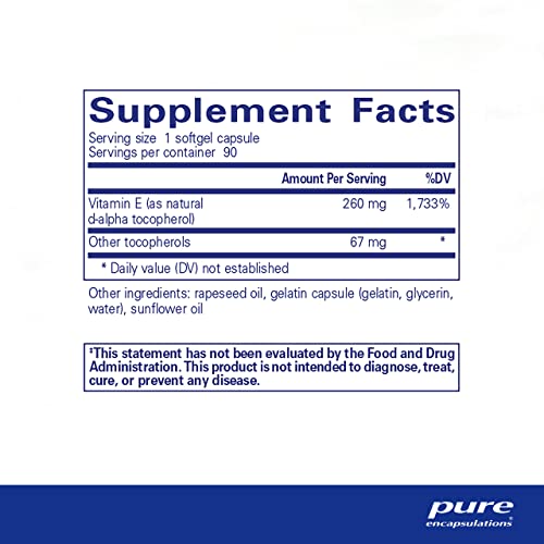 Pure Encapsulations Vitamin E Softgels - Antioxidant Support