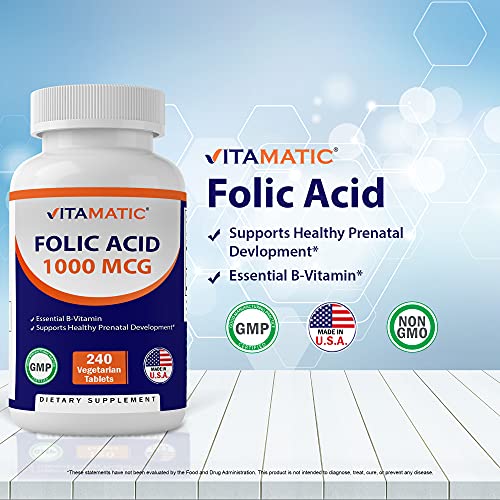 Vitamatic Folic Acid 1000 mcg Vegetarian Tablets