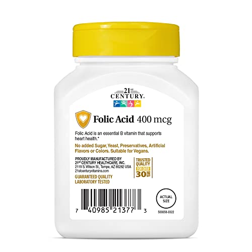 Folic Acid 400 mcg Tablets - 250 Count