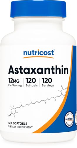 Nutricost Astaxanthin 12mg, Non-GMO, 120 Softgels