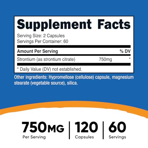 Nutricost 750mg Strontium Capsules - 120 Count