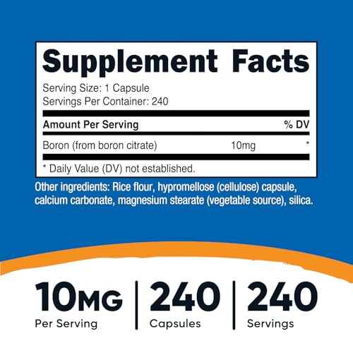 Nutricost 10mg Boron Capsules – 240 Vegetarian Caps
