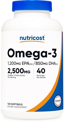 Nutricost Omega 3 Fish Oil, 2500mg, 120 Softgels