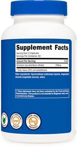 Nutricost 750mg Strontium Capsules - 120 Count