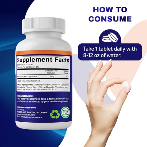 Vitamatic 10mg Chelated Boron for Hormone Balance
