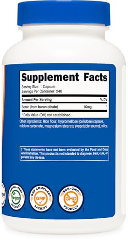Nutricost 10mg Boron Capsules – 240 Vegetarian Caps