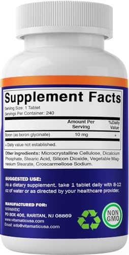 Vitamatic 10mg Chelated Boron for Hormone Balance