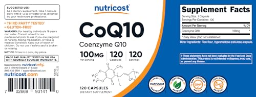 Nutricost CoQ10 100mg 120 Vegetarian Capsules