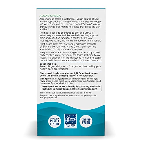 Nordic Naturals Vegan Algae Omega 3 Softgels
