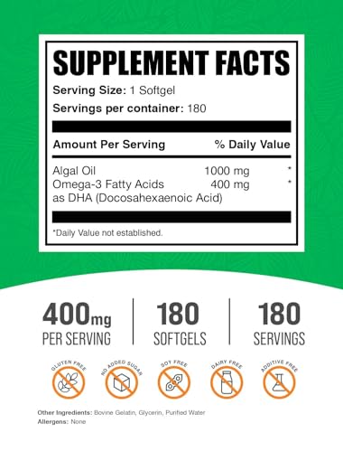 Algal Omega-3 Softgels - 400mg, 180 Count