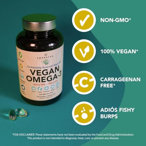 Amandean Vegan Omega 3 Algal Supplement Softgels