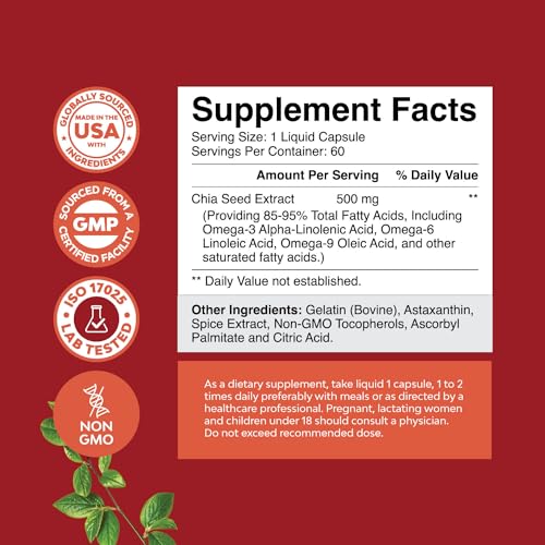 Chia Seed Oil Capsules - Omega 3-6-9 Supplement