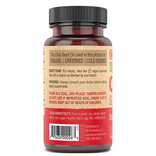 DEVA Vegan Chia Seed Oil Capsules - Omega Fatty Acids