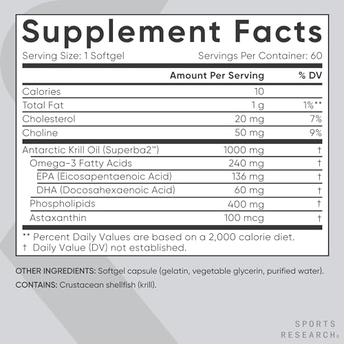 Krill Oil Omega 3 Softgels 1000mg - 60 Caps