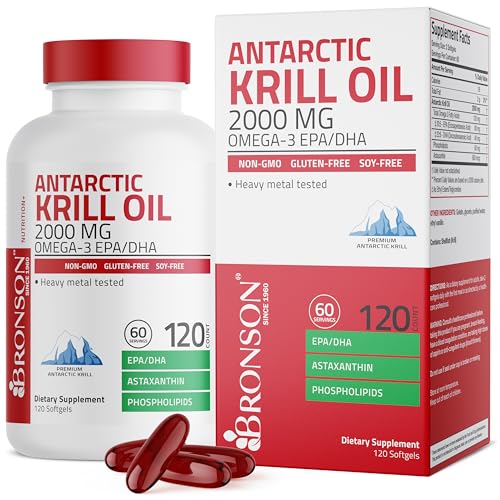 Bronson Krill Oil 2000 mg with Omega-3s 120 Softgels