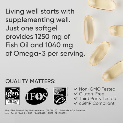 Triple Strength Omega-3 Fish Oil Supplement 1250 mg