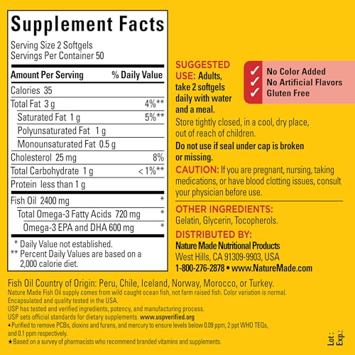 Nature Made Omega 3 Fish Oil Softgels 1200 mg