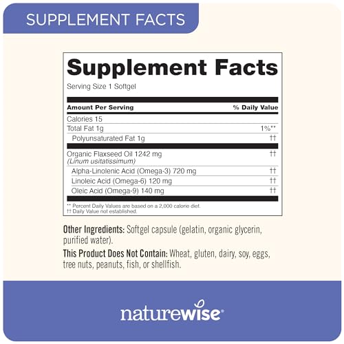 NatureWise Flaxseed Oil 1200 mg - Heart Health Supplement