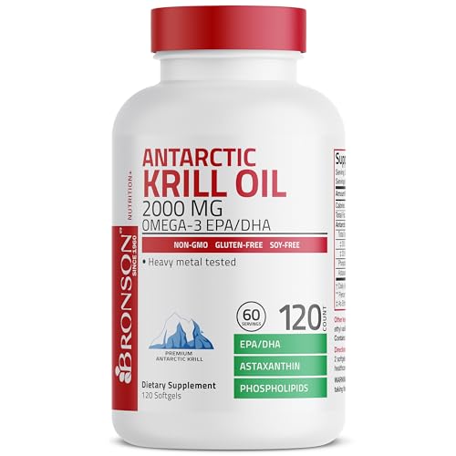 Bronson Krill Oil 2000 mg with Omega-3s 120 Softgels