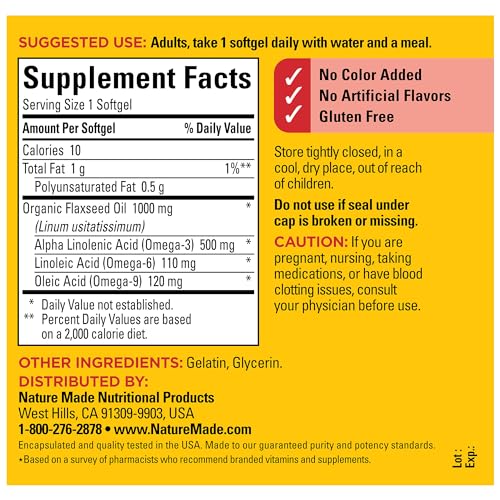 Flaxseed Oil 1000mg Omega 3 for Heart Health