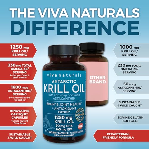 Viva Naturals Antarctic Krill Oil Omega-3 Supplements