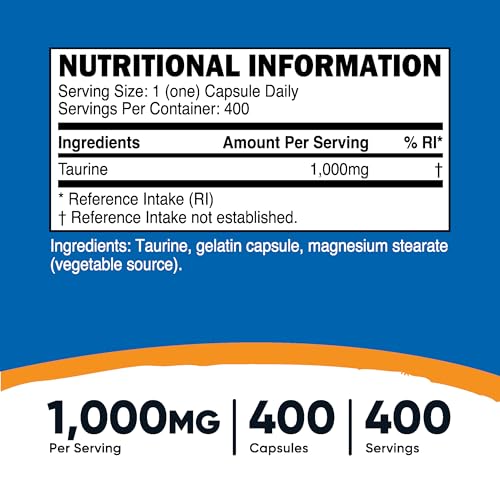 Nutricost Taurine 1000mg - 400 Capsules