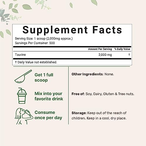 Pure Taurine Powder Supplement - 1 KG, Unflavored