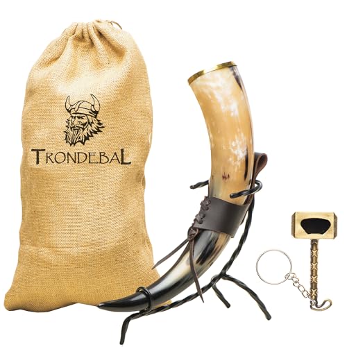 Large Viking Drinking Horn with Stand - Unique Beer Stein